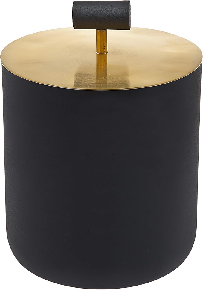 Godinger Wine Cooler Ice Bucket with Lid Beverage Chiller Barware Black and Gold