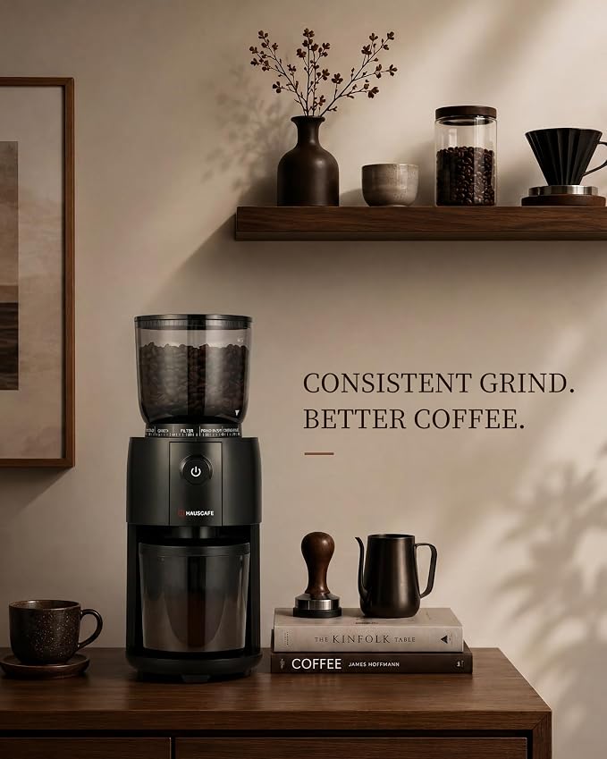 Coffee Grinder, Electric Burr Coffee Grinder with 38 Grind Settings for Espresso, Pour Over & French Press, Conical Burr Coffee Bean Grinder, One-Touch Operation, Easy Clean, Black