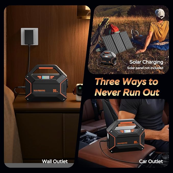 MARBERO 155Wh Solar Generator with Solar Panel Included 30W Portable Power Station 100W 150W Surge Multi-Output Solar Powered Generator Ultra Lightweight for Camping Emergency Blackout