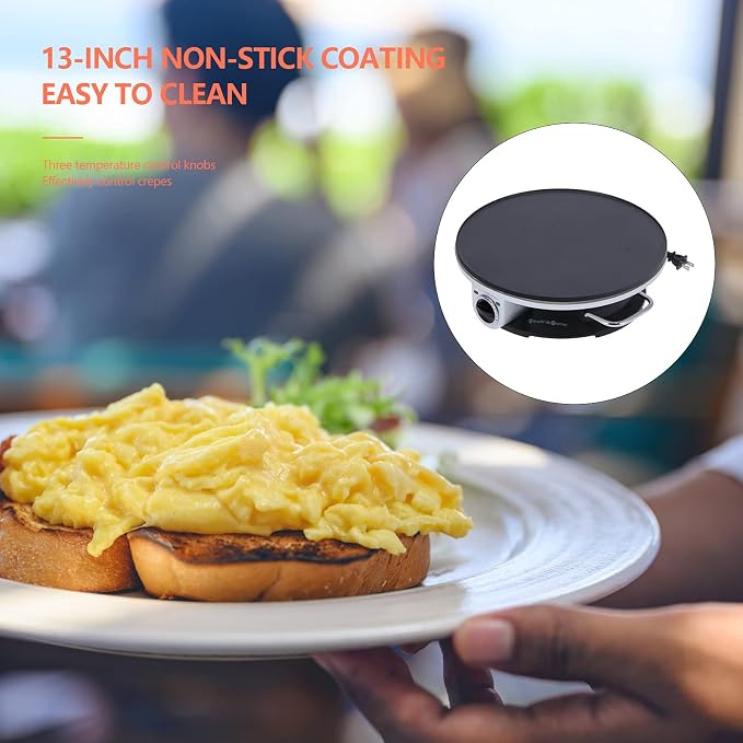 Pancake Machine, Non Stick Three Temperature Control Electric Crepe Maker 13 inch for Hotel for Home Use for Restaurant for Coffee Shop