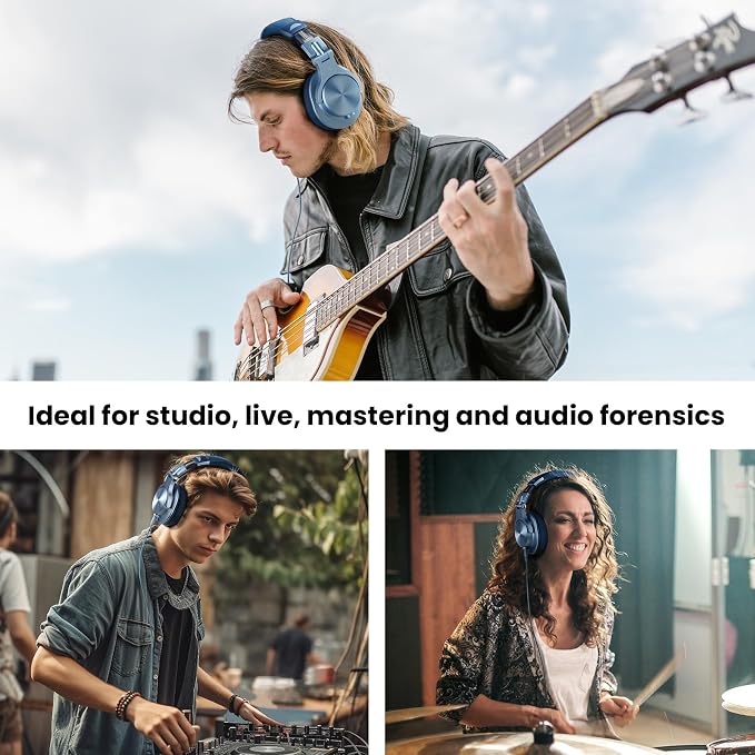 OneOdio A71 Hi-Res Studio Recording Headphones - Wired Over Ear Headphone with SharePort, Monitoring Mixing Foldable Headset with Stereo Sound, 3.5/6.35MM Jack for PC Computer DJ Guitar-Sky Blue
