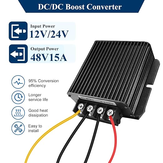 720W Dc-Dc 48V 15A Power Converter 12V/24V to 48V Step-Up Transformer Shockproof and Dustproof/Providing Screwdriver,Used for Solar, Electric Vehicle Chargers (Overload Protection)