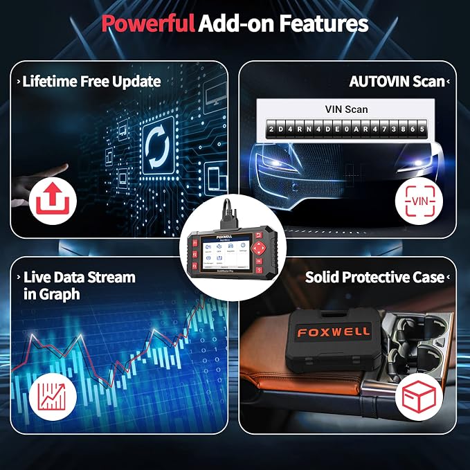 FOXWELL Car Scanner NT604 Elite OBD2 Scanner and FOXWELL OBD2 OBD II 16Pin Diagnostic Extension Convert Cable Adapter 1m/ 39inch