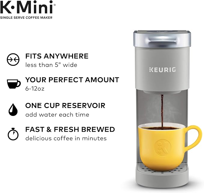 Igloo Automatic Self-Cleaning Portable Electric Countertop Ice Maker Machine with Handle & Keurig K-Mini Single Serve Coffee Maker, Studio Gray, 6 to 12 oz. Brew Sizes