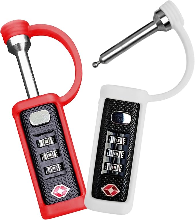 Cedar Mill TSA Approved Gun Case Lock Set Red & White – 3-Dial Cut-Resistant Combination Locks for Firearm Safety, Child-Safe Gun Locks for Rifle, Pistol & Travel Hard Cases