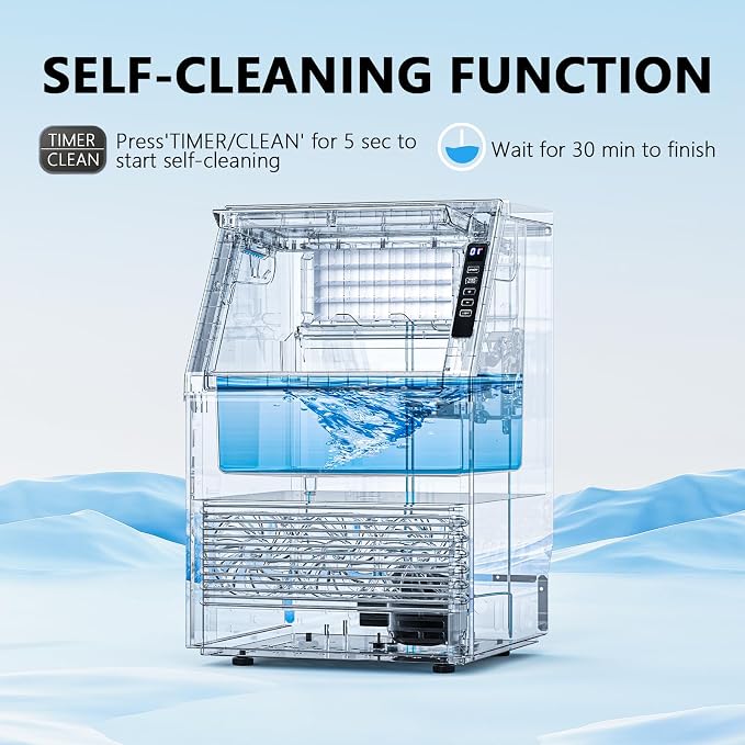 Commercial Ice Machine, 80 lbs/24H, 36 Cubes in 15 Mins, 28lbs Storage Capacity, Under Counter Ice Maker with 24 Hours Timer & LCD Panel, Freestanding Ice Machine for Bar, Cafe, Small Business