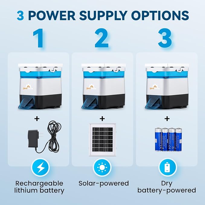Automatic Fish Feeder for Pond Solar Powered 2.8L Capacity, Battery & AC Auto Timed Fish Feeder for Pond Indoor & Outdoor, Animal-Proof (1.5L)