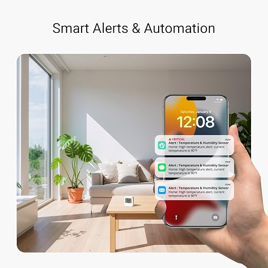 YoLink Smart Temp & Humidity Sensor, LoRa Long Range, 2 Year Battery, Indoor Monitoring for Wine Cellar, Bedroom, Nursery, Greenhouse, RV, with App, Email & SMS Alerts, Alexa IFTTT, 2 Pack + Hub