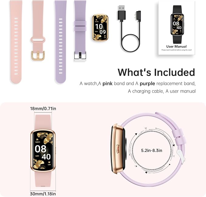 Health Fitness Tracker with 24/7 Heart Rate, Smart Watch with Blood Pressure and Blood Oxy-gen Monitor, Bulit-in 120+ Sport Mode, Sleep Tracking Waterproof Activity Tracker for Women Men