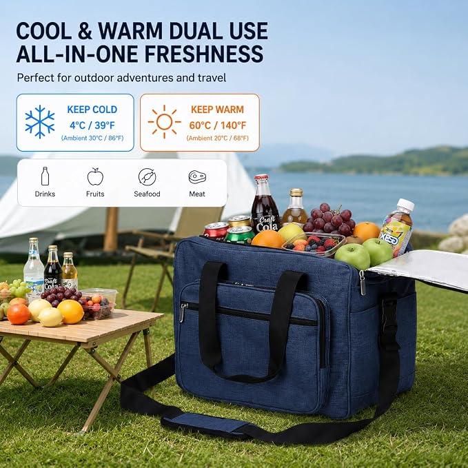 Electric Cooler for Car, Portable 25L Electric Cooler Outdoor Heating Food Warmer Bag Car Cooler Bag Soft Cooling for Camping Beach Travel Car, Car Cooler Plug in