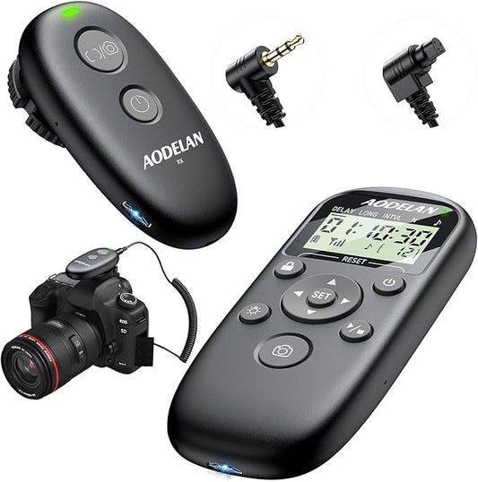 for Canon Camera Rechargeable Remote Shutter Release with Interval Timer - Aodelan Wireless Intervalometer Remote Control for Canon Rebel T7, T6, T3i, R5 Mark II, R6 II, R8, R10, RP, SL2, SL3, 6D II