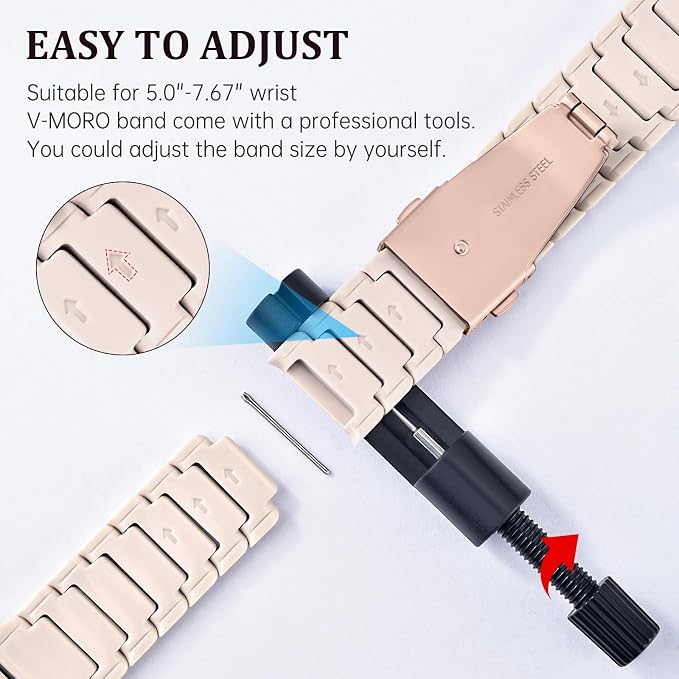 V-MORO Resin Band Compatible with Apple Watch Series 7/8/9/10/11 41mm/40mm/38mm/42mm Fashion Strap for iWatch Series 6/5/4/3/2/1/SE/SE 2 Lightweight Bracelet Wristband Women(Classic Milk Tea)