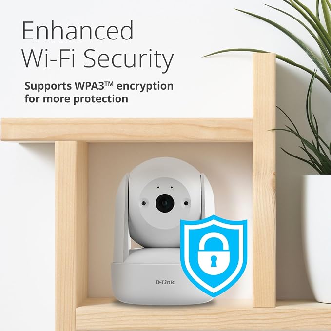 D-Link Indoor Pan & Tilt Wi-Fi Camera w/ 360 Degree View, Full 2K 1296p Resolution, Sound & Motion Detection, 2-Way Audio, Cloud & Local Recording, Night Vision (DCS-6501LH)