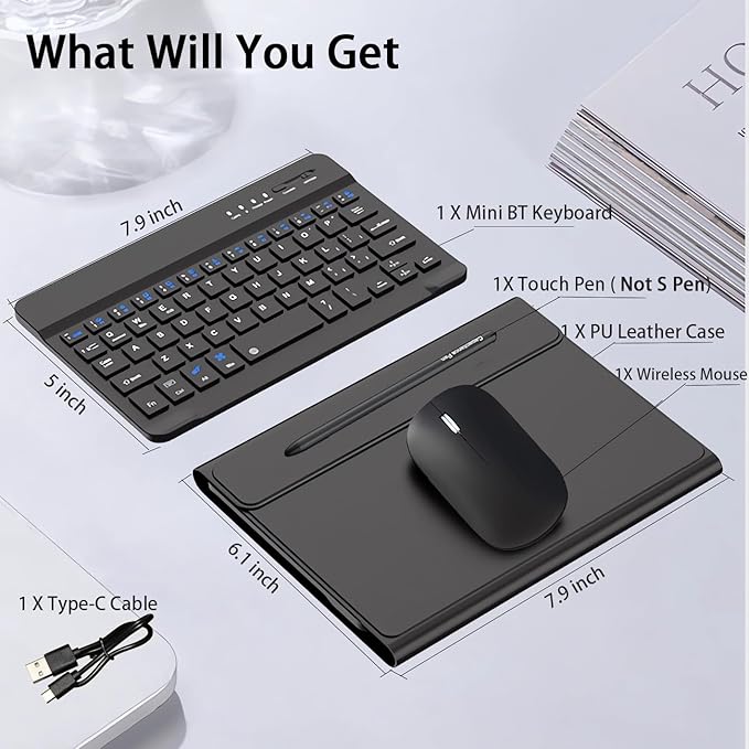 for Google Pixel 10 9 Pro Fold Keyboard and Mouse, Portable Mini Bluetooth Keyboard with Leather Case and Pen, 4 in 1 Travel Set for Pixel 10 Pro Fold Accessories/Motorola Razr Fold 2026