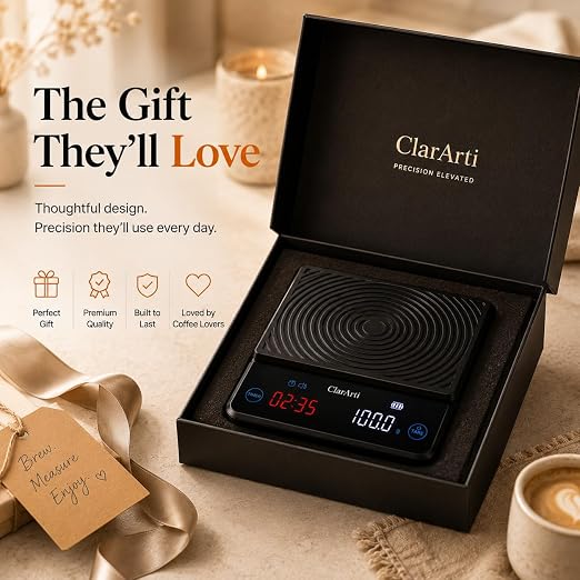 Coffee Scale with Timer – 0.1g Precision Espresso Scale for Pour Over & Espresso, Auto & Manual Timer, USB-C Rechargeable, Water-Resistant