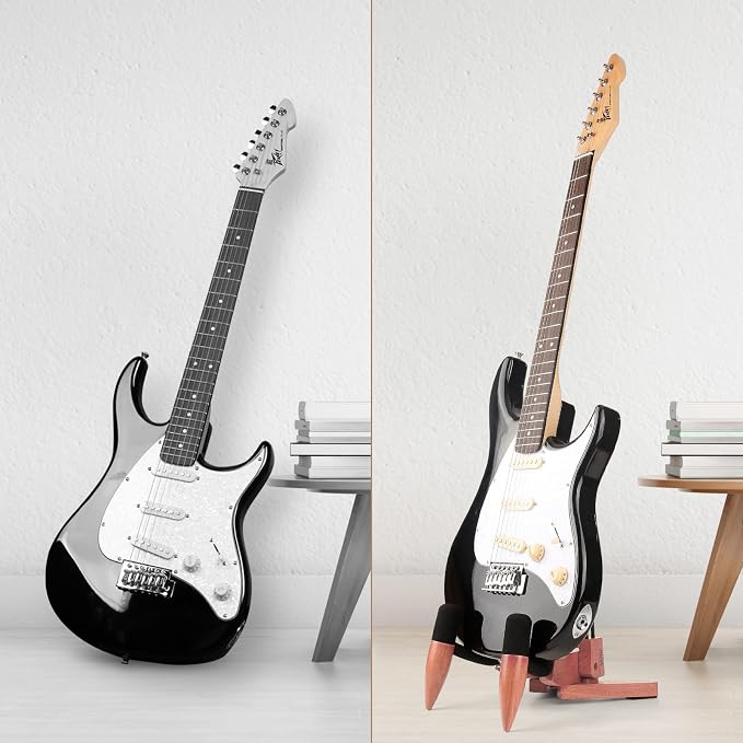 DIDA Guitar Stand for Electric Guitar, Wooden Guitar Stand, Portable Traveling Stand For Electric Guitar and Bass, Single Guitar Stand, Non Slip, Soft Foam Padded Arms (Rosewood)