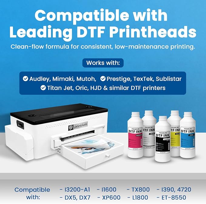 DTF Ink Black 33.8 fl oz (1000ml) | High Opacity Clog-Free Formula | Compatible with ET8550 L1800 XP600 I3200 4720 XP15000 & All Printheads | Reliable Color Accuracy & Smooth Flow