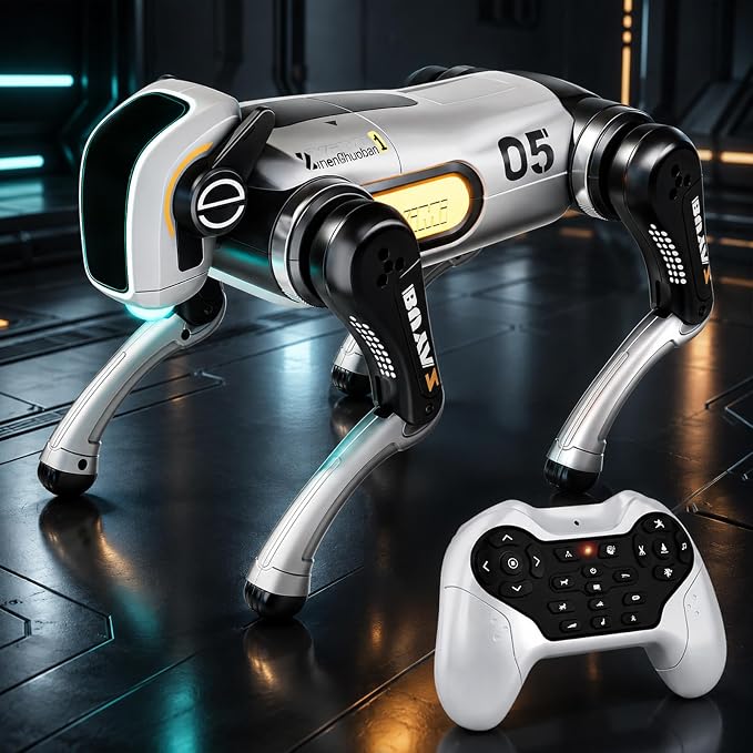 Remote Control Robot Dog Toy, Programmable Smart Interactive RC Puppy with 30+ Tricks & Voice Scenarios, STEM Educational Robotics Toys for Kids Age 5-12(White)