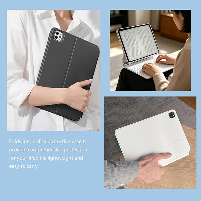 QUARK Magic Keyboard Case for iPad Pro 11-inch ((M5/M4, 2025/2024)), Keyboard Case for iPad Pro 11 with Multi-Touch Trackpad, Easy-Set Magnetic Stand, Backlit Keys, Dark Black