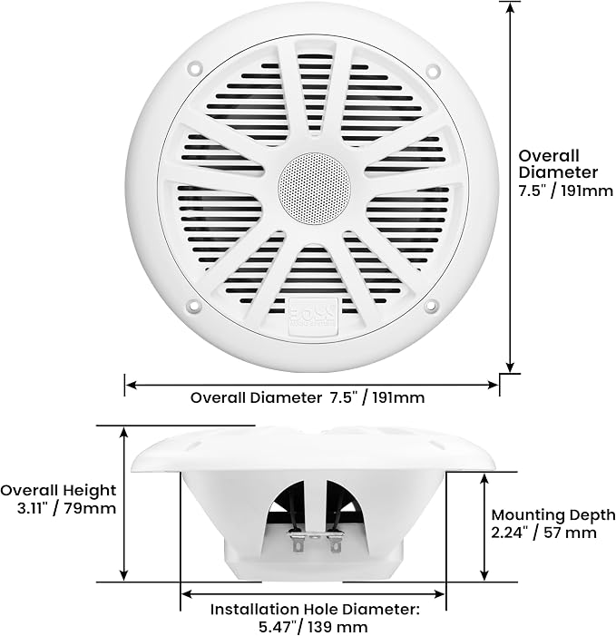 4) New Boss Audio MR6W 6.5" 180W Dual Cone Marine/Boat Speakers Stereo- White