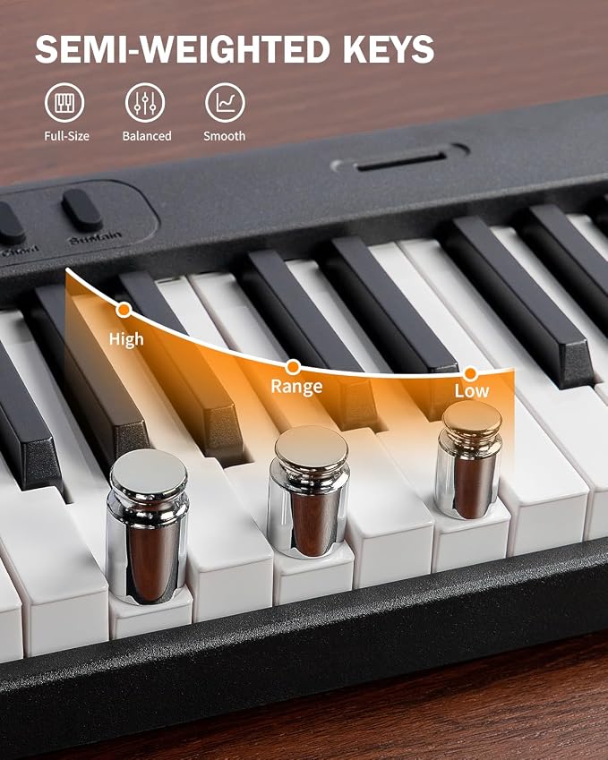 AiJoy 88-Key Portable Piano Keyboard with Semi-Weighted Keys Folding Piano, Built-in Speakers/MIDI, Long Battery Life Electric Keyboard Piano for Beginners