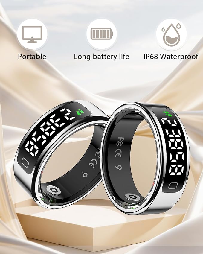 LETLET Smart Ring for Women for Men,60 Health Metrics,Accurately Monitors Heart Rate,Blood Oxygen (SpO2),Sleep,Stress and Women’s Health Metrics.Fitness Rings for Women,Ultra-Thin(Sliver, 12#)
