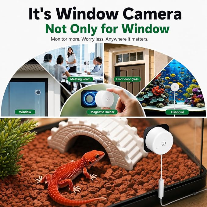 2K No-Drill Window Security Cameras, 2Packs Magnetic Cameras for Home Security, 5G&2.4G WiFi Indoor Angled Window Cam Stick on Glass, Full Color Night Vision, 24/7 AI Human Detection for RV, Apartment