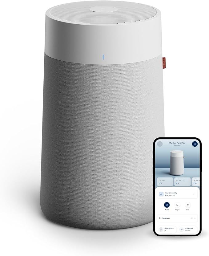 BLUEAIR Blue Pure 311i Max Smart Air Purifier for Medium Rooms up to 2,107 Sq Ft HEPASilent Air Cleaner for Pets Allergies Smoke & Dust WiFi Air Purifier with Auto Mode Quiet Air Purifier for Bedroom