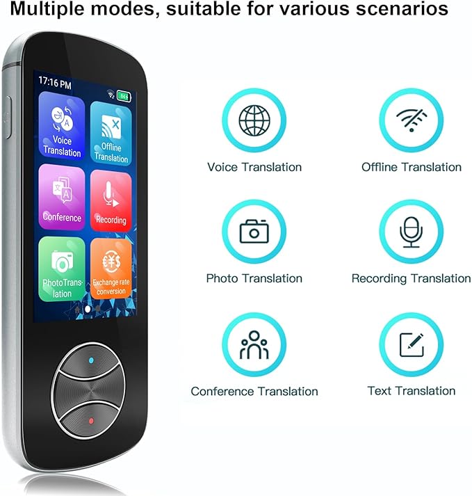 Language Translator Device, Two-Way Instant AI Voice Translator Support 137+ Language Online Translation, Translator Device with Voice/Text/Offline/Photo Translation for Business Learning Travel