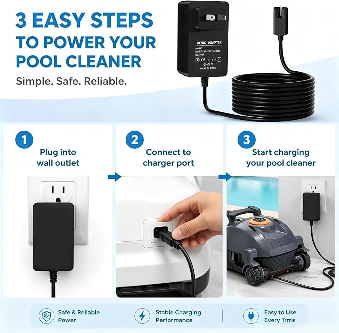 25.2V Charger, for Gosvor Robotic Pool Cleaners; Compatible with the Gosvor Pivot 21.6V Battery wall Charger