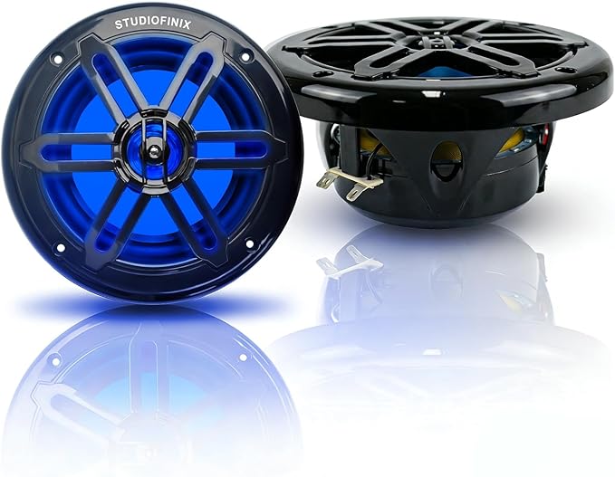 STUDIOFINIX 6.5 Inch 700W Marine Speakers with LED Lights -2 Way Weather Resistant Boat Speakers Perfect for Boats, ATVs, UTVs （Pair,Black）