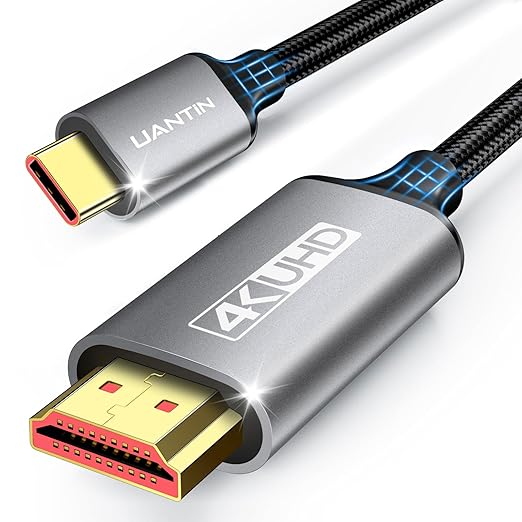 UANTIN USB C to HDMI Cable 6Ft for Home Office | 4K High-Speed USB 3.1 Type-C to HDMI Cord [Thunderbolt 3/4/5 Compatible] with MacBook Neo, Galaxy S9 to S25, iPhone 17/16 Pro/Max, iPad Pro, Surface