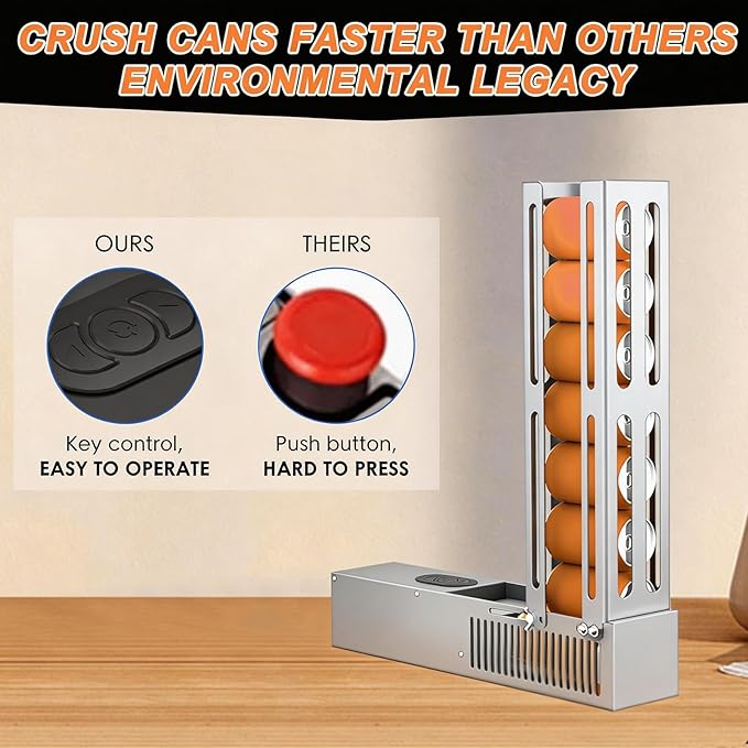 YOTAN Electric Can Crusher, 8oz&12oz&16oz Automatic Can Crusher, Can Fill 8 Cans at a Time, Automatic Can Eject, Heavy Duty Can Crushers for Recycling Aluminum Seltzer, Cola, Beer Cans