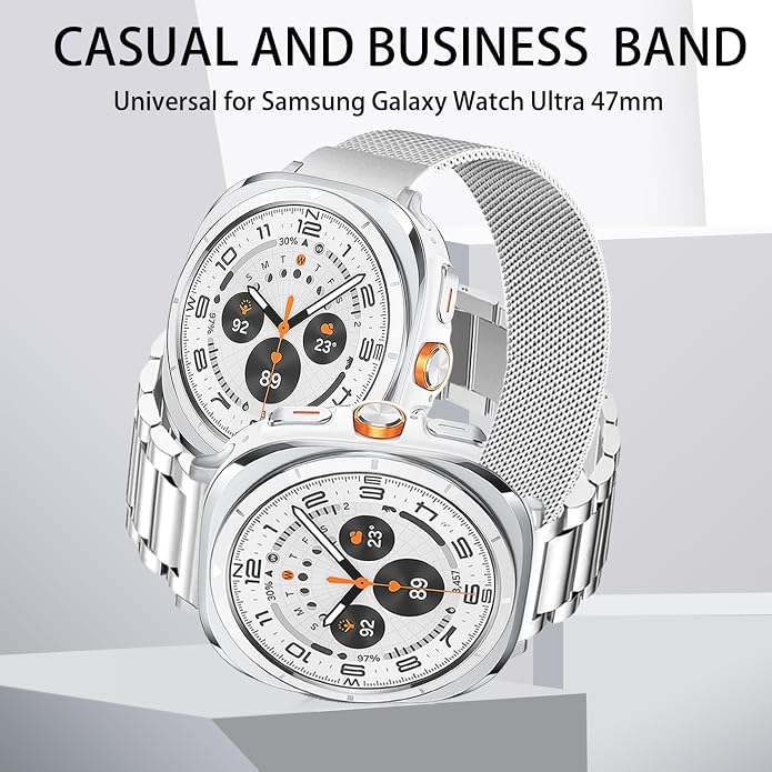GOLDTOLUCK No Gap Stainless Steel Band Compatible with Samsung Galaxy Watch 8 7 6 5 4 Classic FE Pro Ultra 40mm 44mm 46mm 43mm 47mm 45mm 42mm Replacement Men Women Milanese Metal Elegant Casual