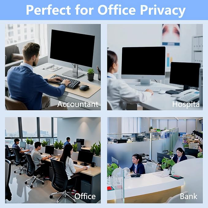 [2-Pack] 24 Inch Privacy Screen for Computer Monitor Privacy Screen Hanging Removable 16:9 Aspect Ratio, Anti Spy Anti Glare Blue Light, No Adhesive Easy Install 24in Computer Screen Privacy Shield