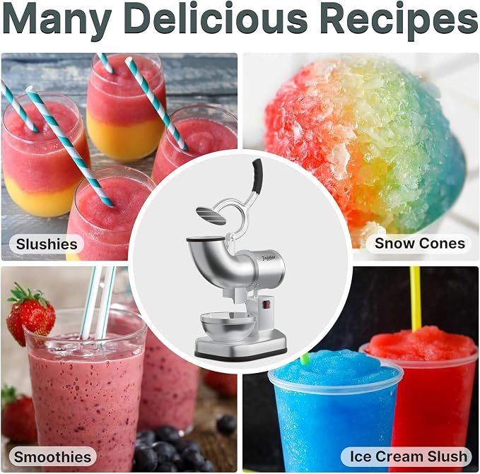 Electric Ice Shaver, Stainless Steel Dual Blade Ice Crusher 440LBS/H, Commercial Shaved Ice Machine, Snow Cone Machine for Home, Commercial, Restaurants, Bars, Party