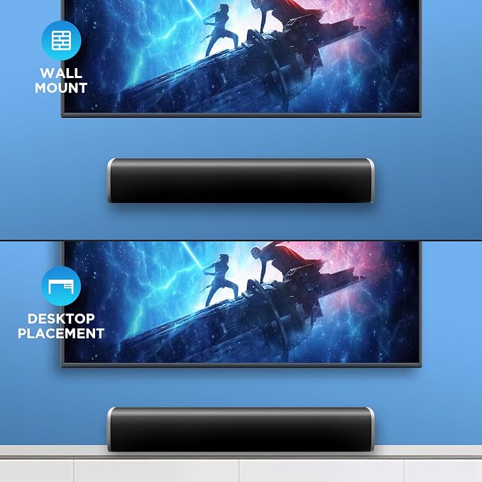 MZEIBO Sound Bar,50W TV Speaker with ARC/Optical/AUX/Bluetooth 5.3, Clear Dialogue & Deep Bass, Home Theater Audio System