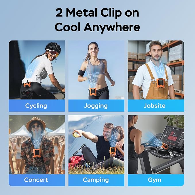 AMACOOL Mini Portable Waist Fan Clip on, Gifts for Father Him Men Dad Husband, 13000RPM Rapid-Cooling Personal Neck Fans, Wearable Shirt Belt Fan for Women Men Outdoor Work Jobsite Travel Camping