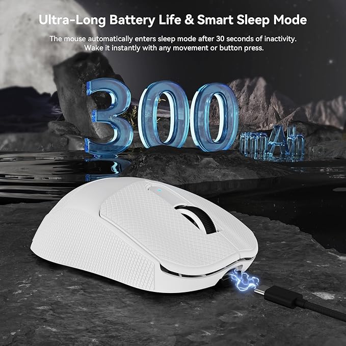 MAMBASNAKE M3 Wireless Gaming Mouse, 40K DPI, 39g Lightweight Gaming Mouse, PAW3395PRO Optical Sensor,Tri-Mode BT5.1/2.4G/USB-C PC Game Mice, Programmable Buttons,300mAh Battery for PC/Laptop/Mac/Win