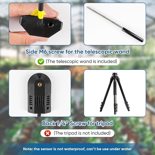 Quantum PAR Meter with 36 inch Telescopic Wand for LED Testing in Grow Room | 400-700nm Wavelengths Range, Temperature and Humidity Display, PPFD Meter for Easy Testing in Tent, Room, Greenhouse