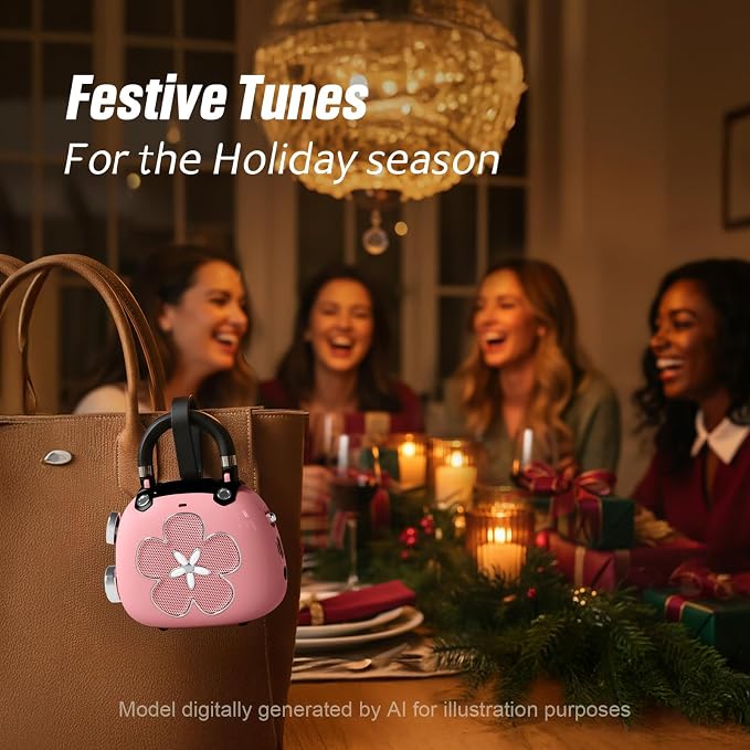 DOSS Candy 2-in-1 Mini Bluetooth Speaker & Cute Bag Charm with Loud Sound - A Perfect Fusion of Impressive Sound and Fashion Charm, Crafted to Surprise Women, Girlfriend, Wife, BFF, Teens-Light Pink