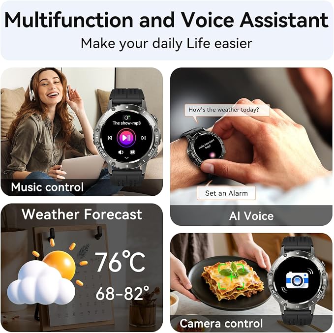 Smart Watch for Men Fitness Tracker: Smart Watches for Android Phones iPhone Bluetooth Waterproof Make Answer Call Digital Mens Watches Heart Rate Monitor Running Smartwatch Samsung Compatible