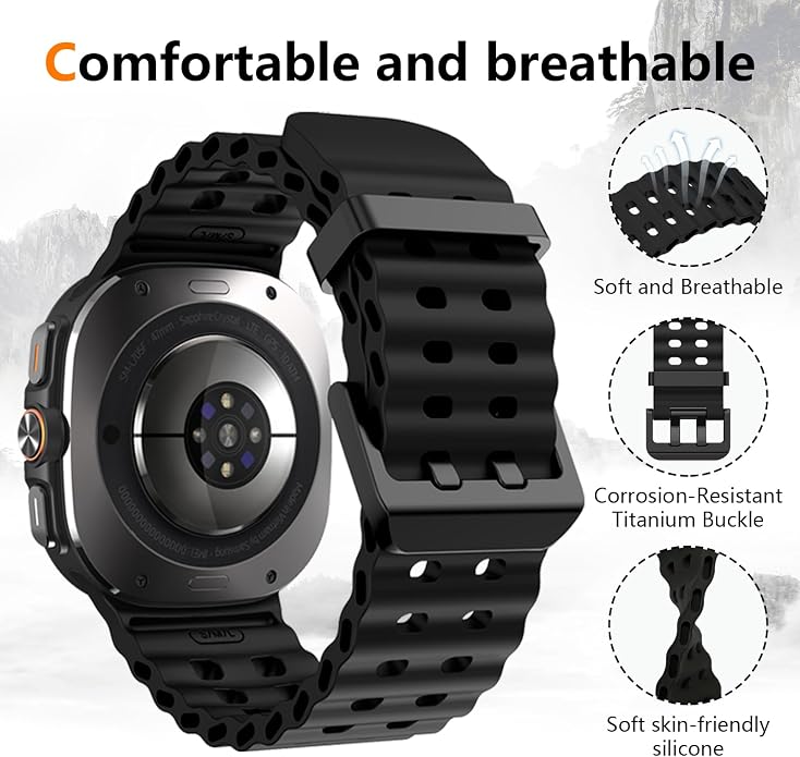 Sport Bands with Storage Case Compatible for Samsung Galaxy Watch Ultra 47mm,No Gap Breathable Wristband Waterproof Replacement Soft Silicone Strap for Men Women