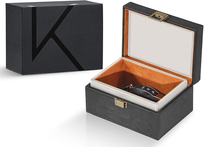 KK6 Faraday Box for Key Fobs, Signal Shielding Storage | Signal Shielding • Key Fob Storage • Premium Synthetic Leather • Home & Office Use