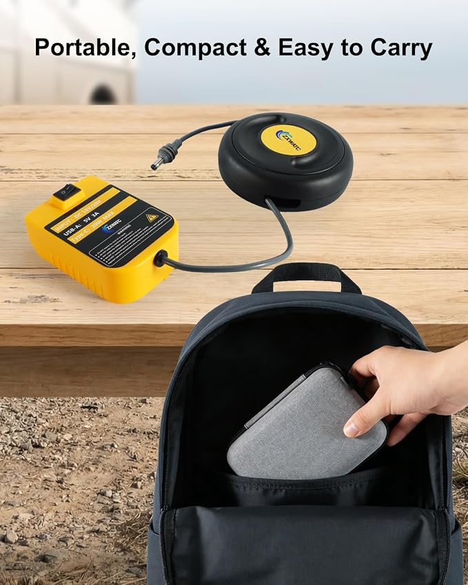 Starlink Mini Battery Adapter Compatible with DeWalt 20V Battery – Portable Off-Grid Power Supply with USB & Type-C Fast Charging, 10FT Heavy-Duty Cable, with Low-Voltage Protection and Storage Box