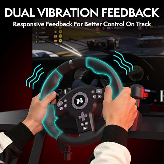 Nitho Drive Pro V200 PC Gaming Racing Wheel with Pedals and Shifter, Steering Wheel Compatible with PC, PS4, Switch 2/Switch, Xbox Series X|S and Xbox One, 270° Car Driving Simulator with Vibration