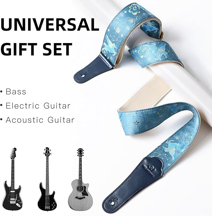 Guitar Strap, embroidery Jacquard Adjustable Guitar Straps for Acoustic/Bass/Electric Guitar, Includes Guitar Pick, Strap Button and Strap Lock, Constellation Gift (Sagittarius)
