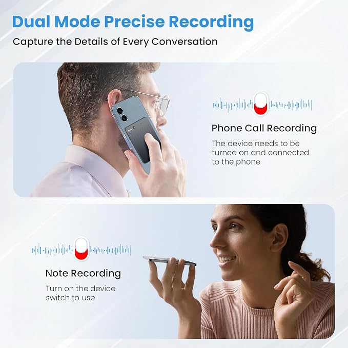 AI Voice Recorder, Transcribe & Summary with AI Technology, Real-Time Translation Voice Recorder Supported 59 Languages, 64GB Memory, Audio Recorder for Lectures, Meetings, Calls