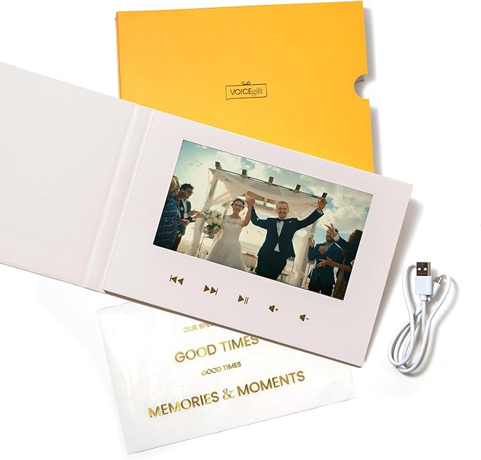 VoiceGift Video Book 7" HD IPS Screen Wedding Video Book Digital & Video Album Book with Sound, 8GB Storage, USB Rechargeable Keepsake for Special Gifts & Memorials