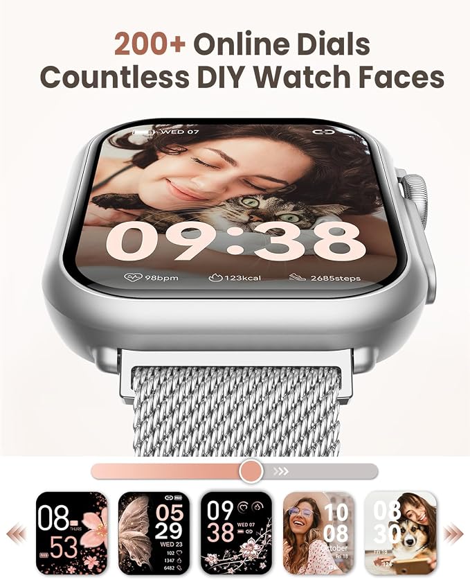 1.83" HD Smart Watch, 30 Days Battery Life, Sleep/Heart Rate/SpO2/Blood Pressure Monitor, Calls/Messages/Notifications, 5ATM 110+ Sports Modes Fitness Tracker Watch, for Women & Men/ Android & iPhone
